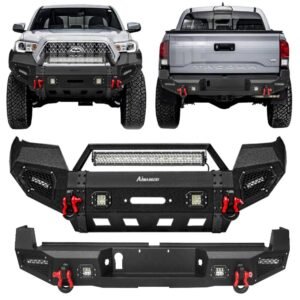 Offroad For 2016-2023 Toyota Tacoma Front Rear Bumper W/Winch Plate & LED Lights
